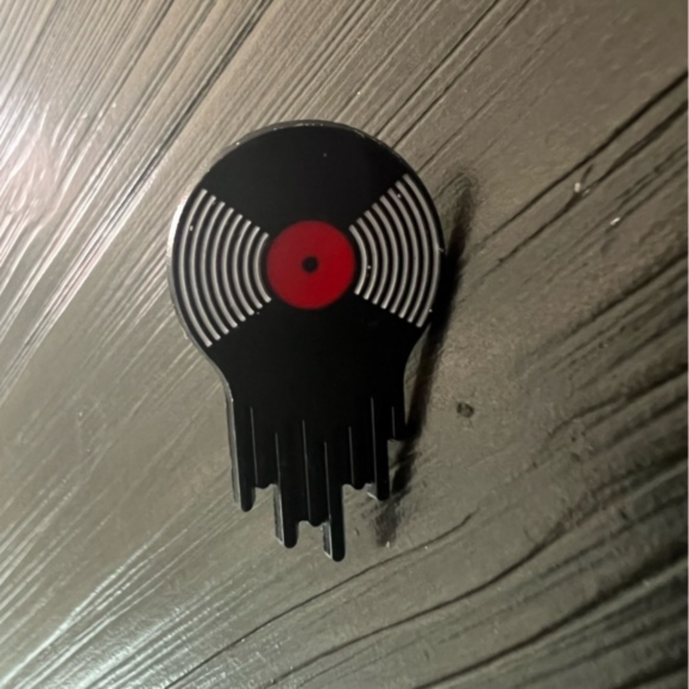 Black and Red Vinyl Record Pin